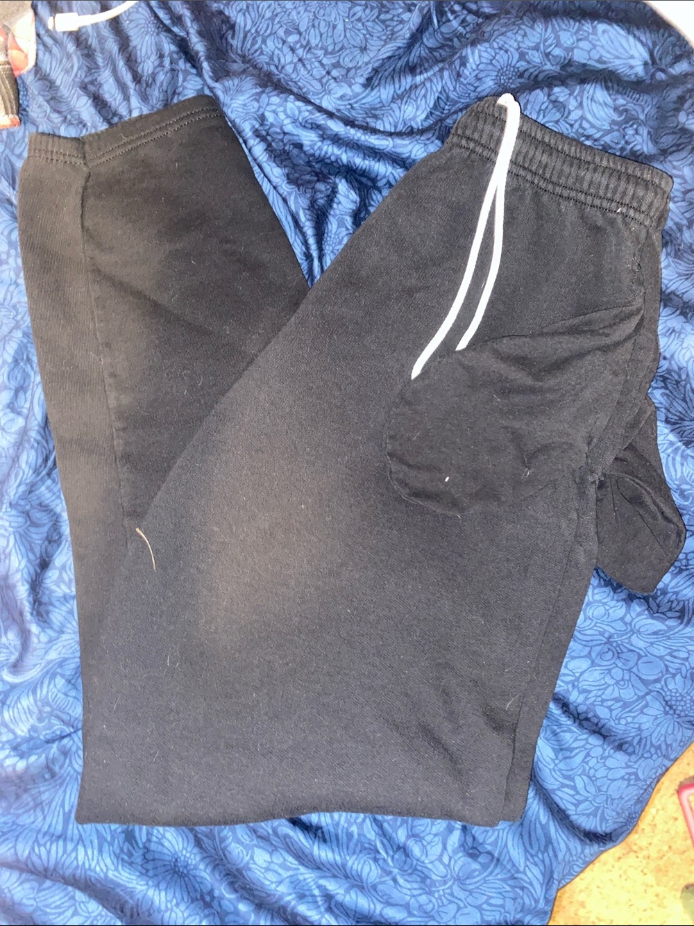 Fruit of the Loom Kids Black Sweatpants with White Drawstring